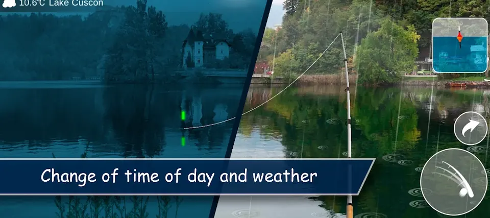 My Fishing World: Lake Cuscon dividido entre noite com bóia luminosa e dia de chuva